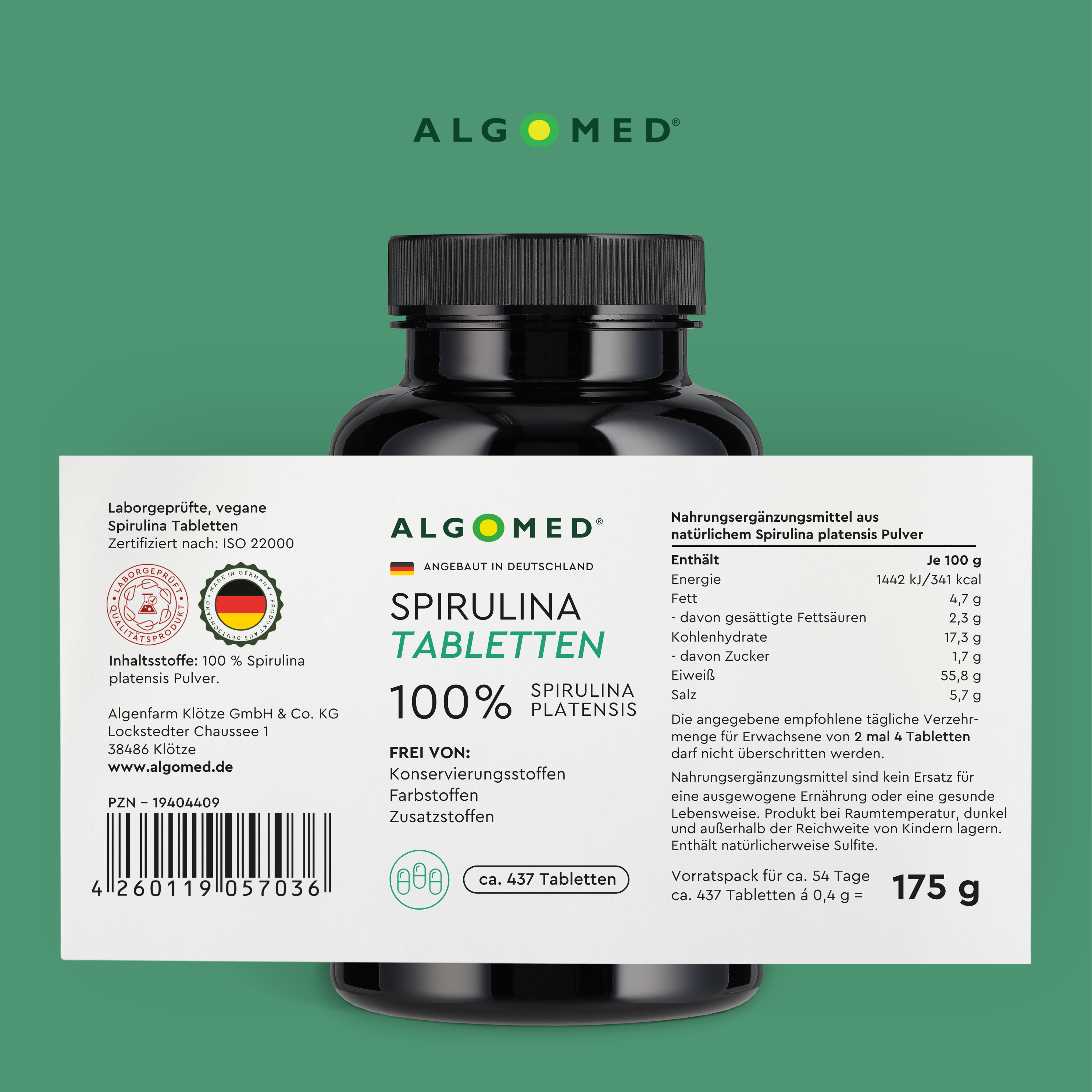 Algomed Spirulina Tabletten Inhaltstabelle