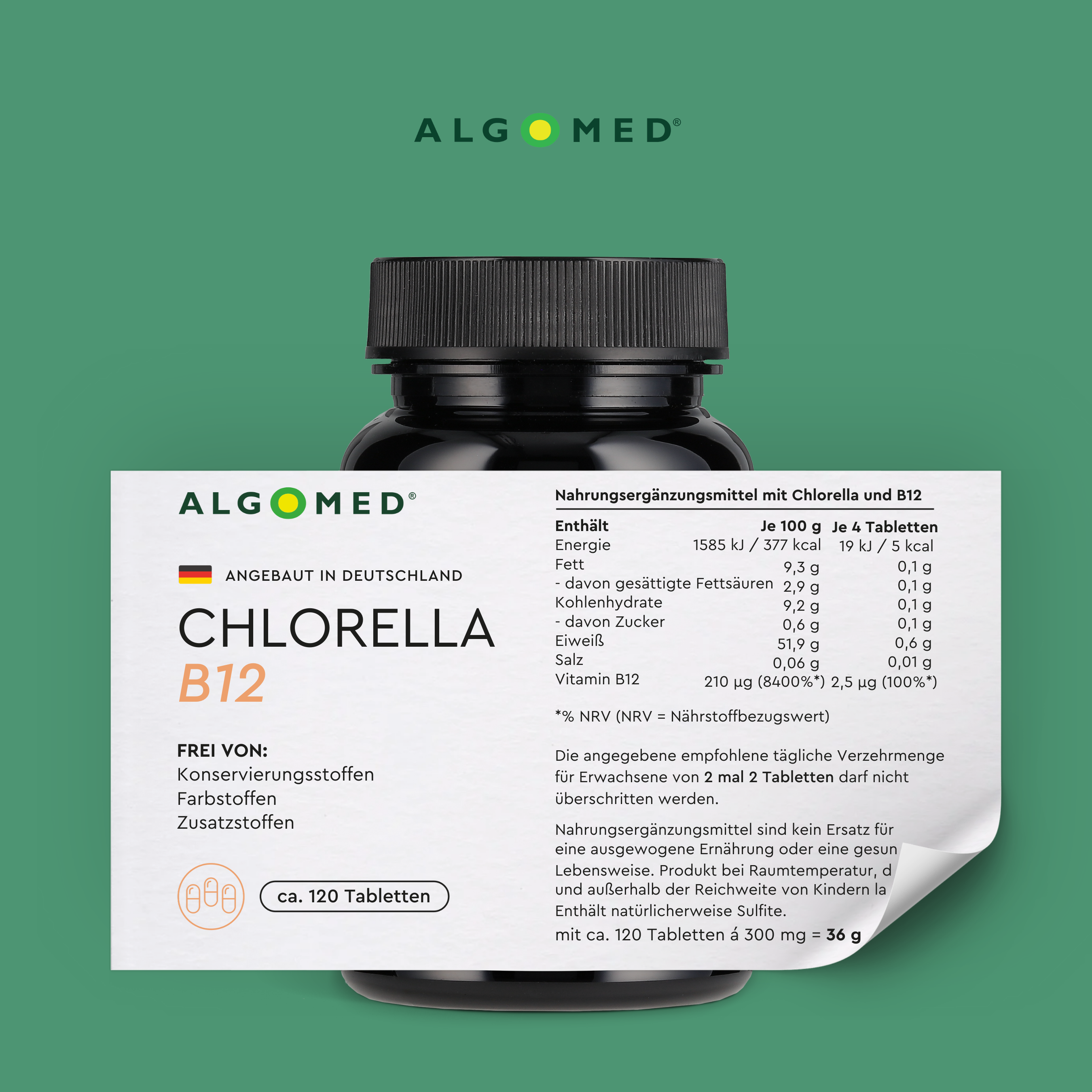 Algomed Chlorella B12 Inhalt Tabelle