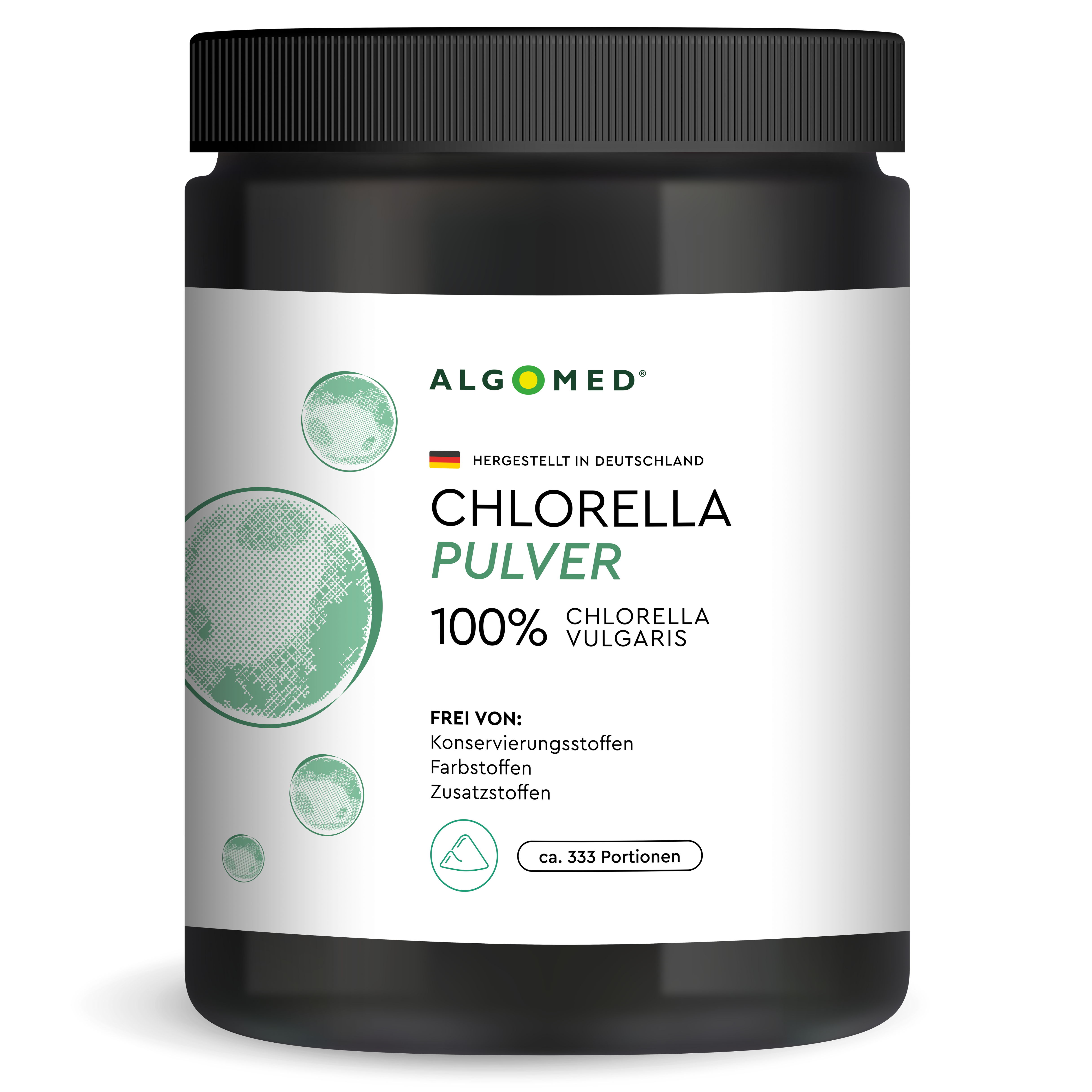 Algomed Chlorella Pulver aus Deutschland in der 1kg Verpackung.