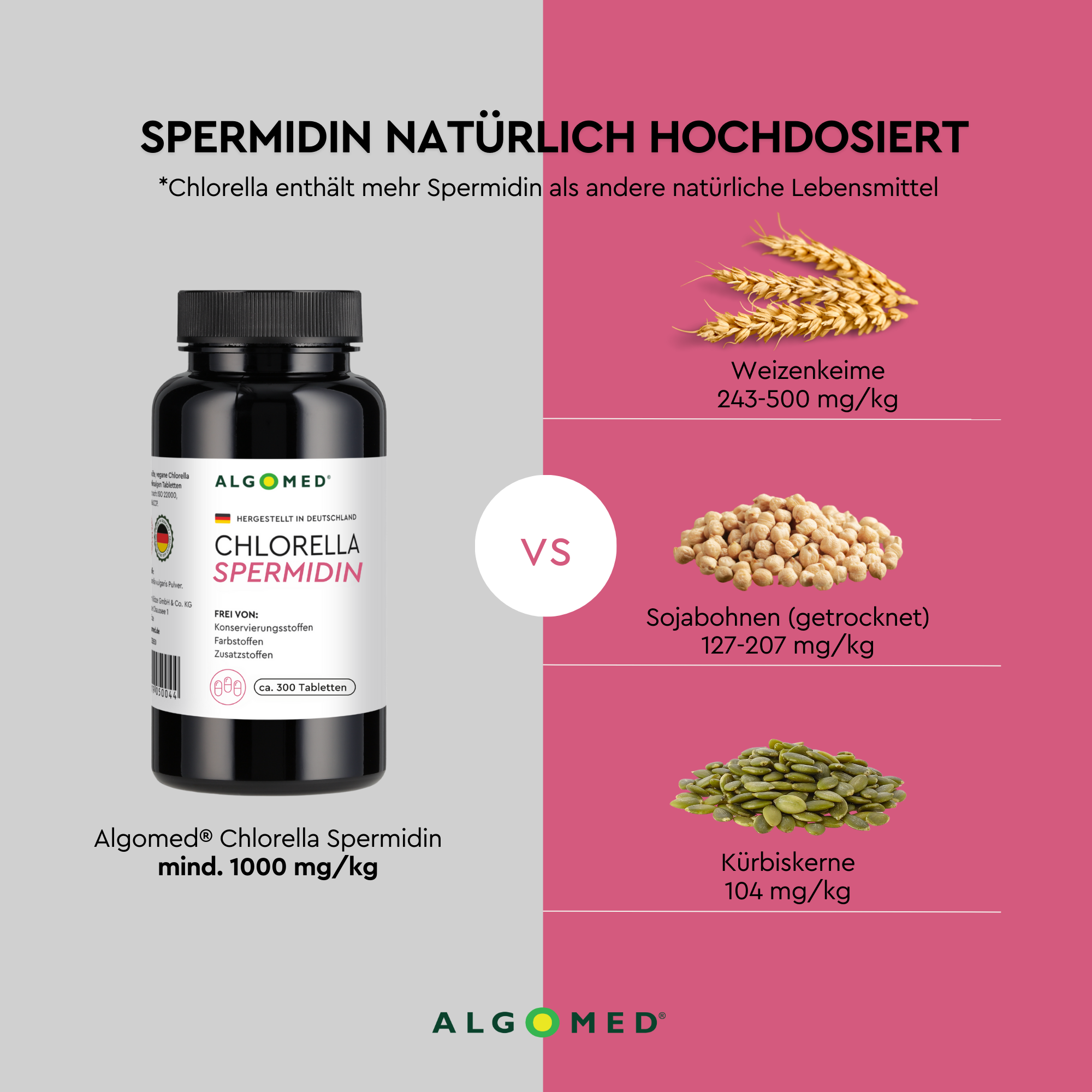 Algomed Chlorella Spermidin aus Deutschland, hochdosiert 
