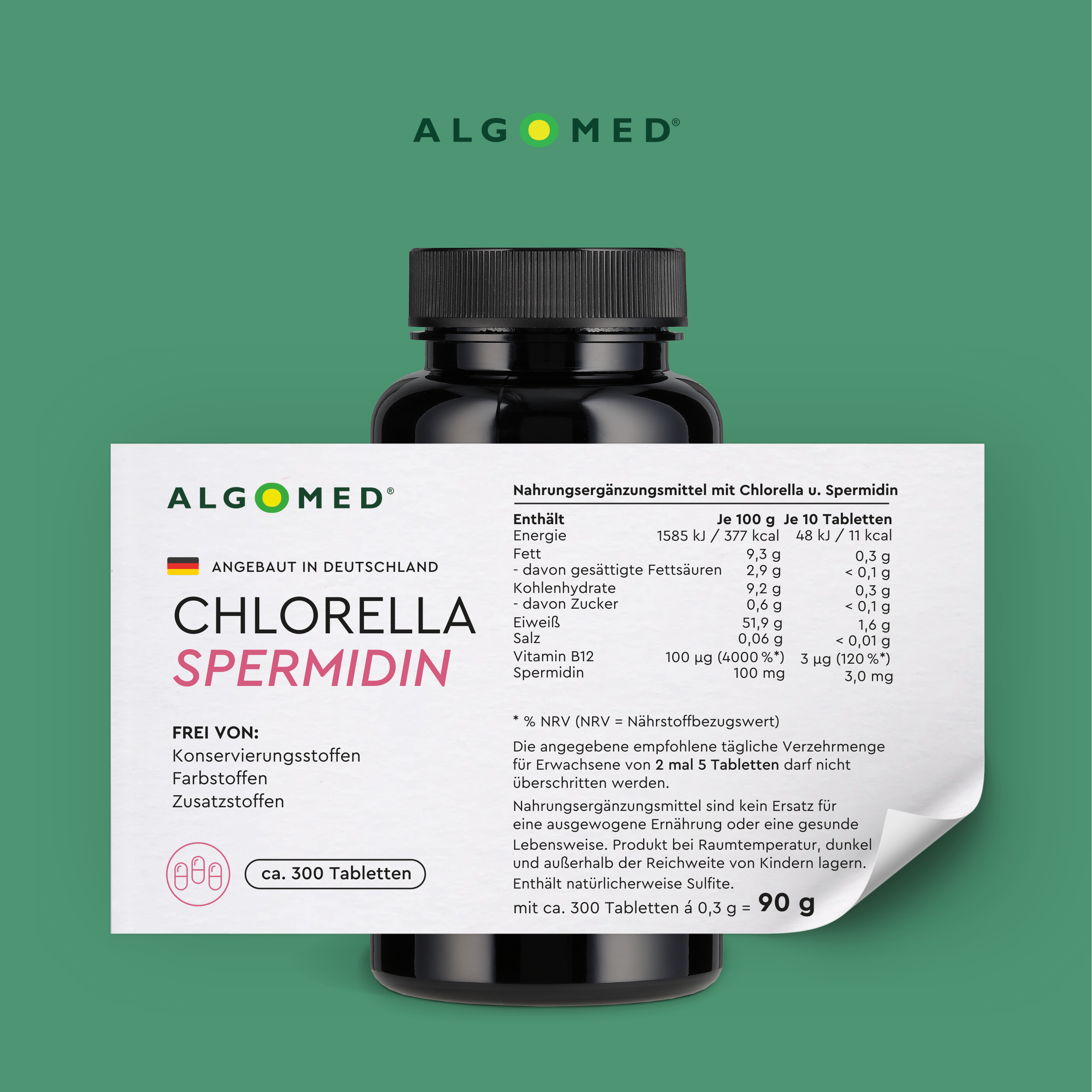 Algomed® Chlorella Spermidin Nährwertinformationen