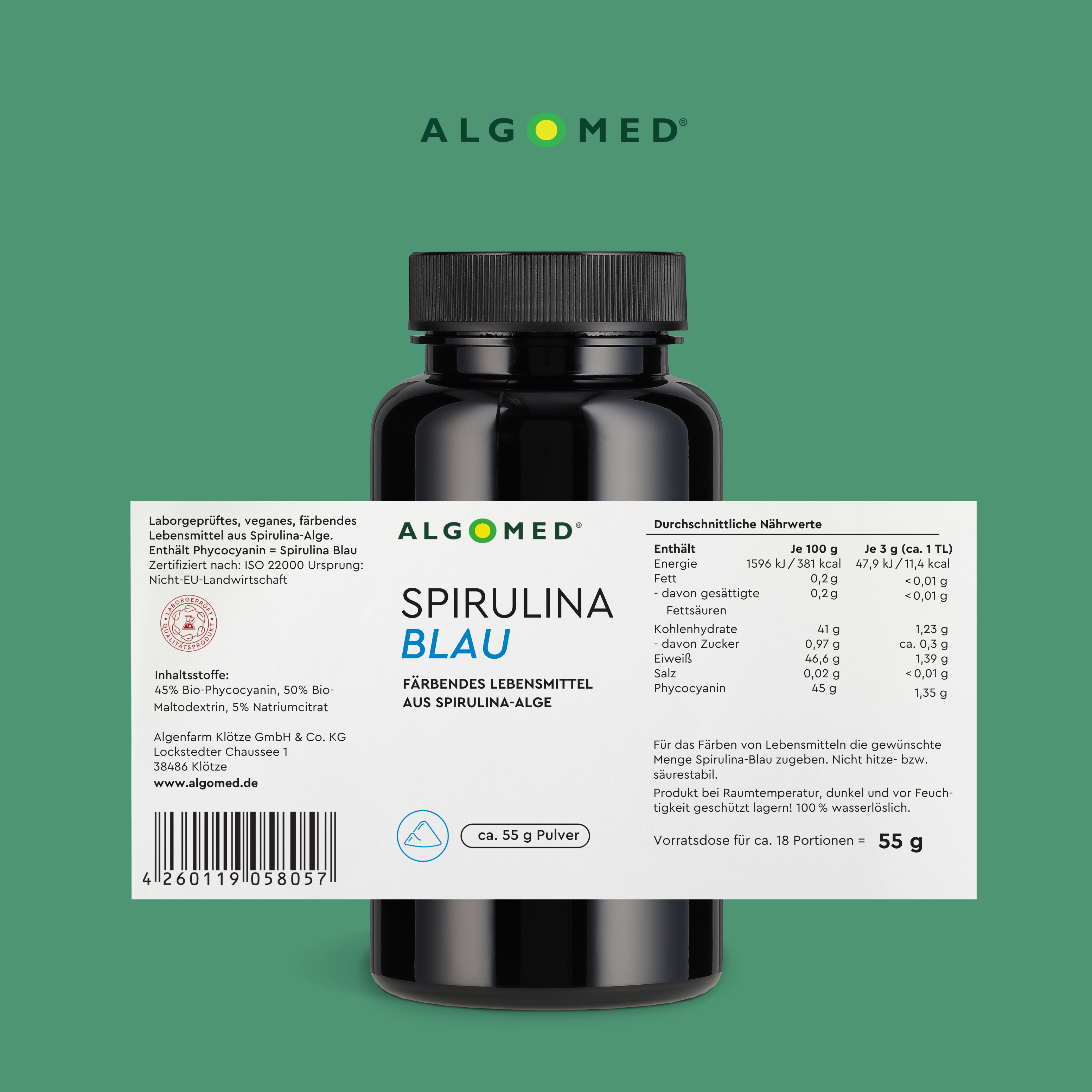 Algomed  Spirulina Blau Inhaltstabelle 