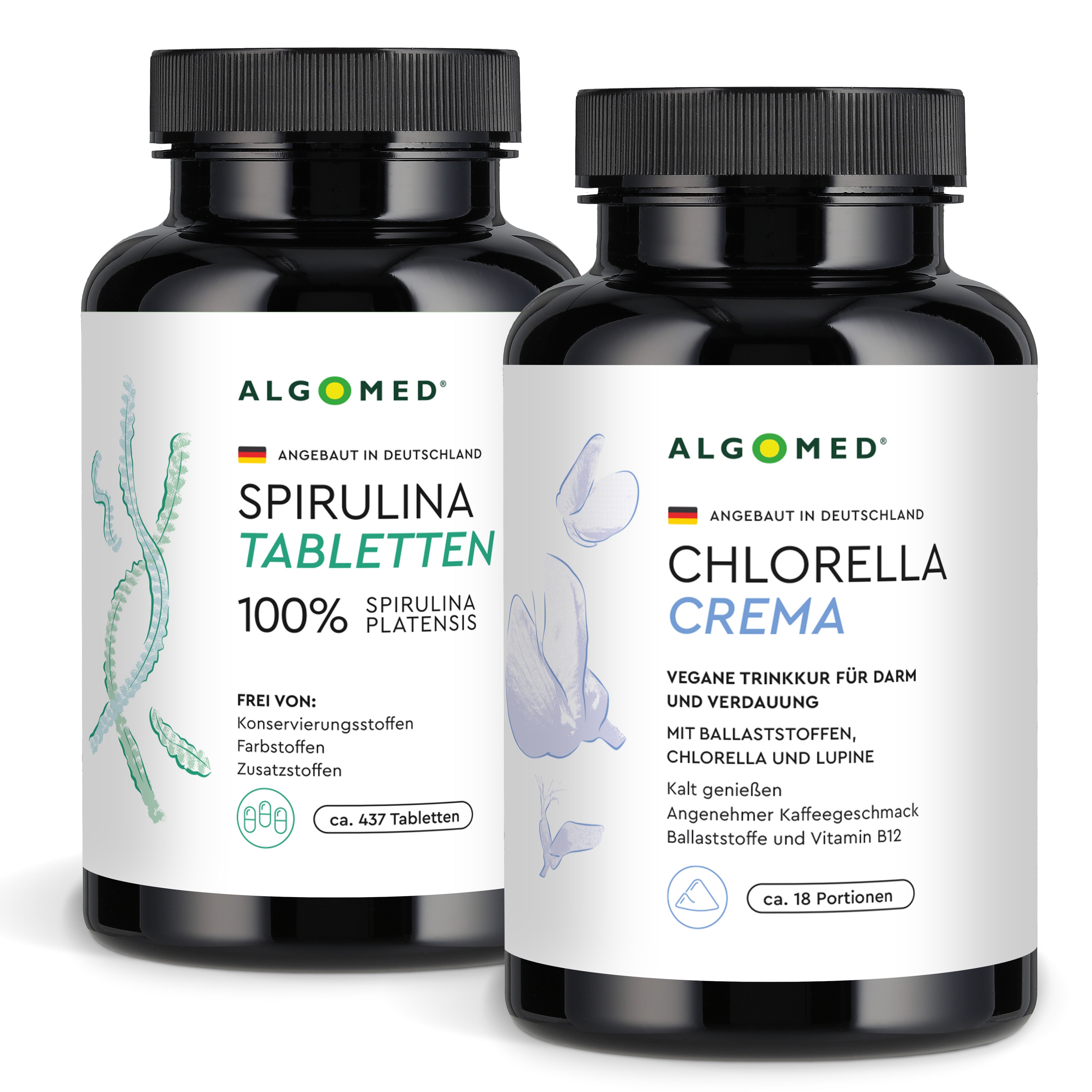 Kalte Tage Paket: Chlorella Trinkkur & Spirulina Tabletten