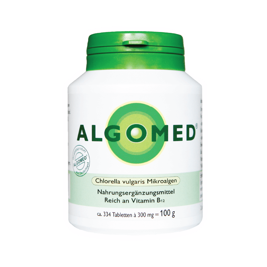 Algomed Chlorella Tabletten aus Deutschland in der 100g Verpackung.